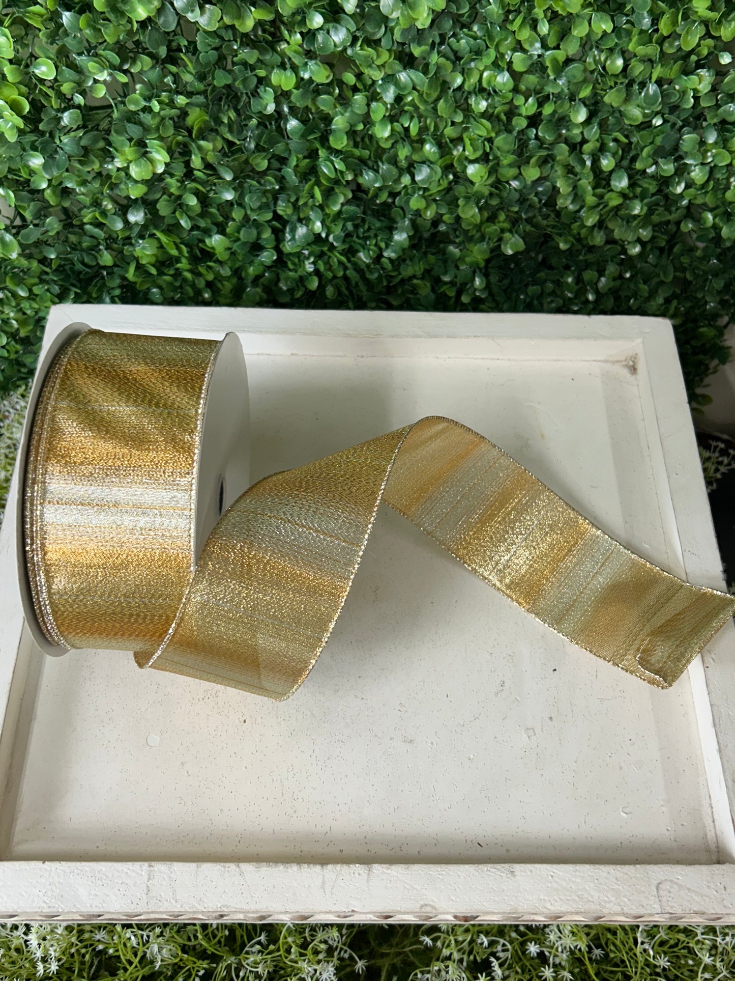 2.5 Inch By 50 Yard Gold And Silver Woven Metallic Ribbon