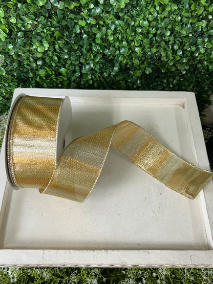 2.5 Inch By 50 Yard Gold And Silver Woven Metallic Ribbon