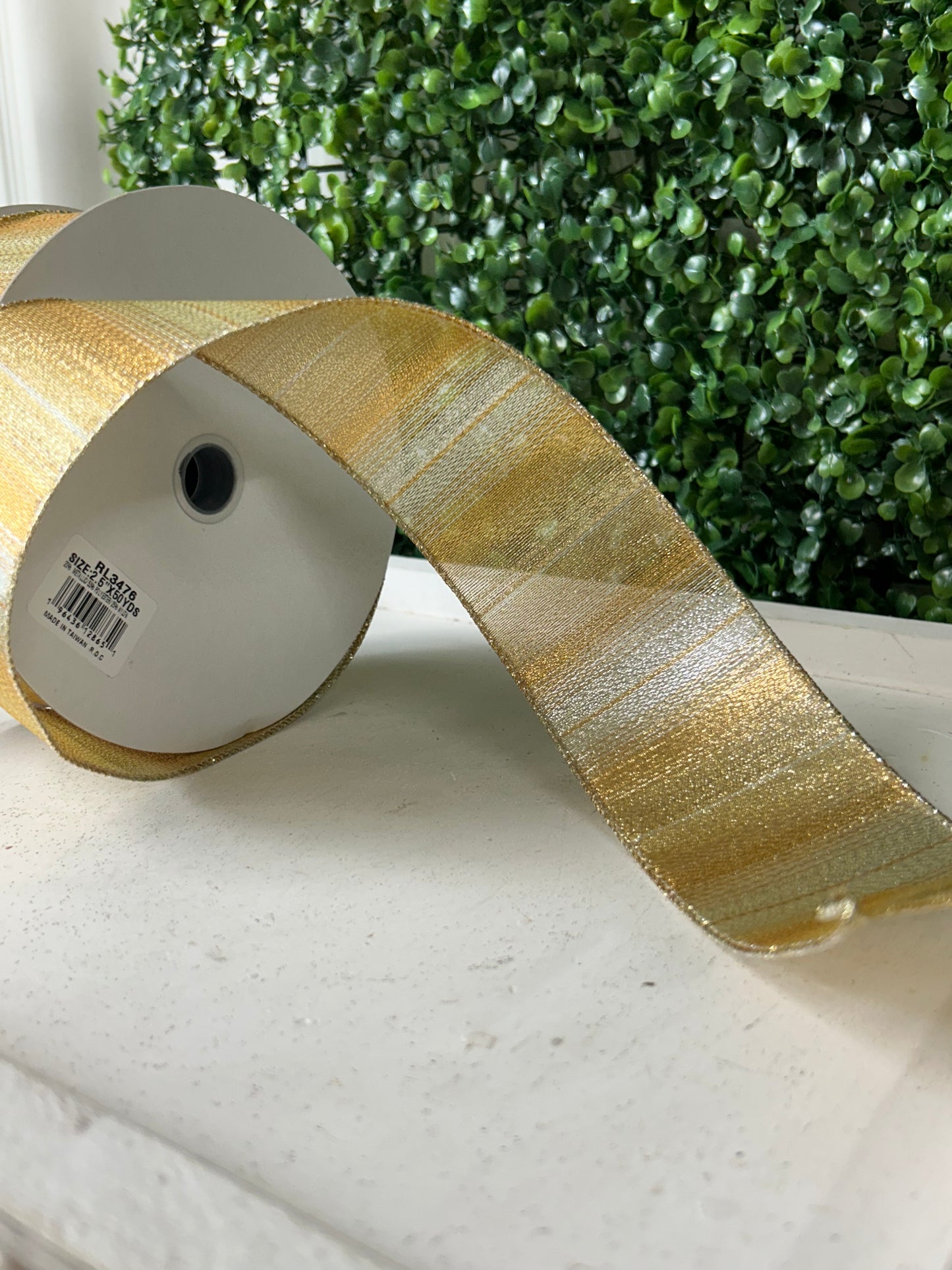 2.5 Inch By 50 Yard Gold And Silver Woven Metallic Ribbon