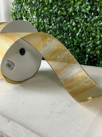 2.5 Inch By 50 Yard Gold And Silver Woven Metallic Ribbon
