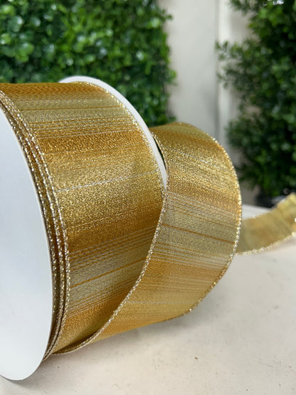 2.5 Inch By 50 Yard Gold And Silver Woven Metallic Ribbon