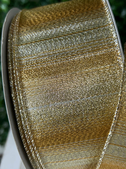 2.5 Inch By 50 Yard Gold And Silver Woven Metallic Ribbon