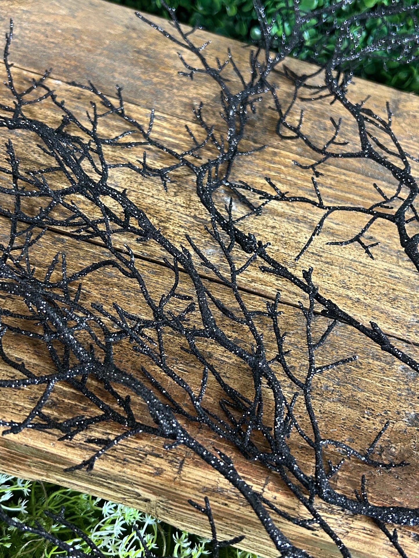 29 Inch Black Hanging Glitter Branch Spray