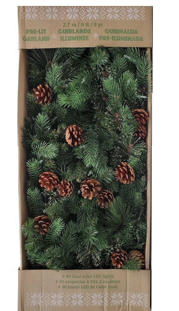 9 Foot Pre-Lit Dual Color LED Garland