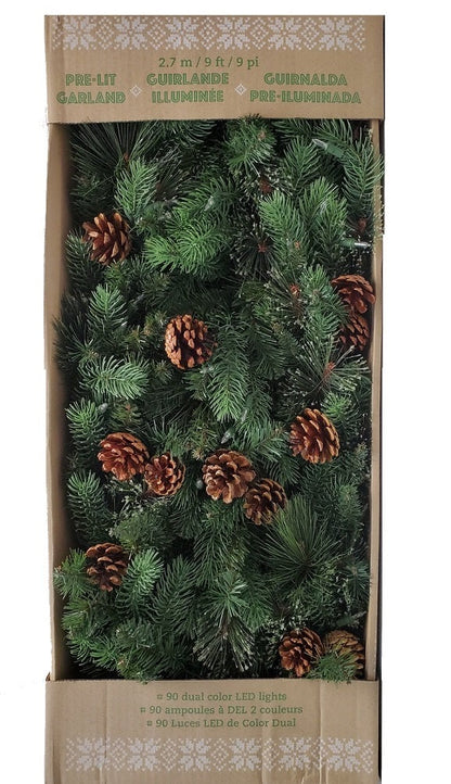 9 Foot Pre-Lit Dual Color LED Garland