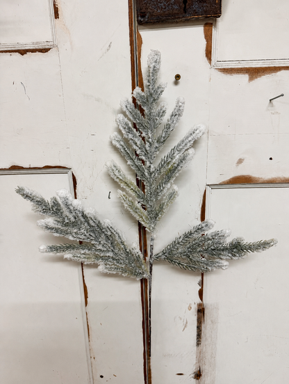 25 Inch Flocked Snow Glitter Norfolk Pine Spray