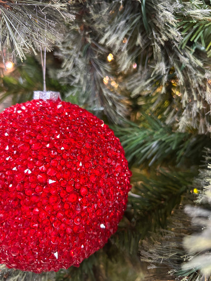 4.5 Red Beaded Ball Ornament