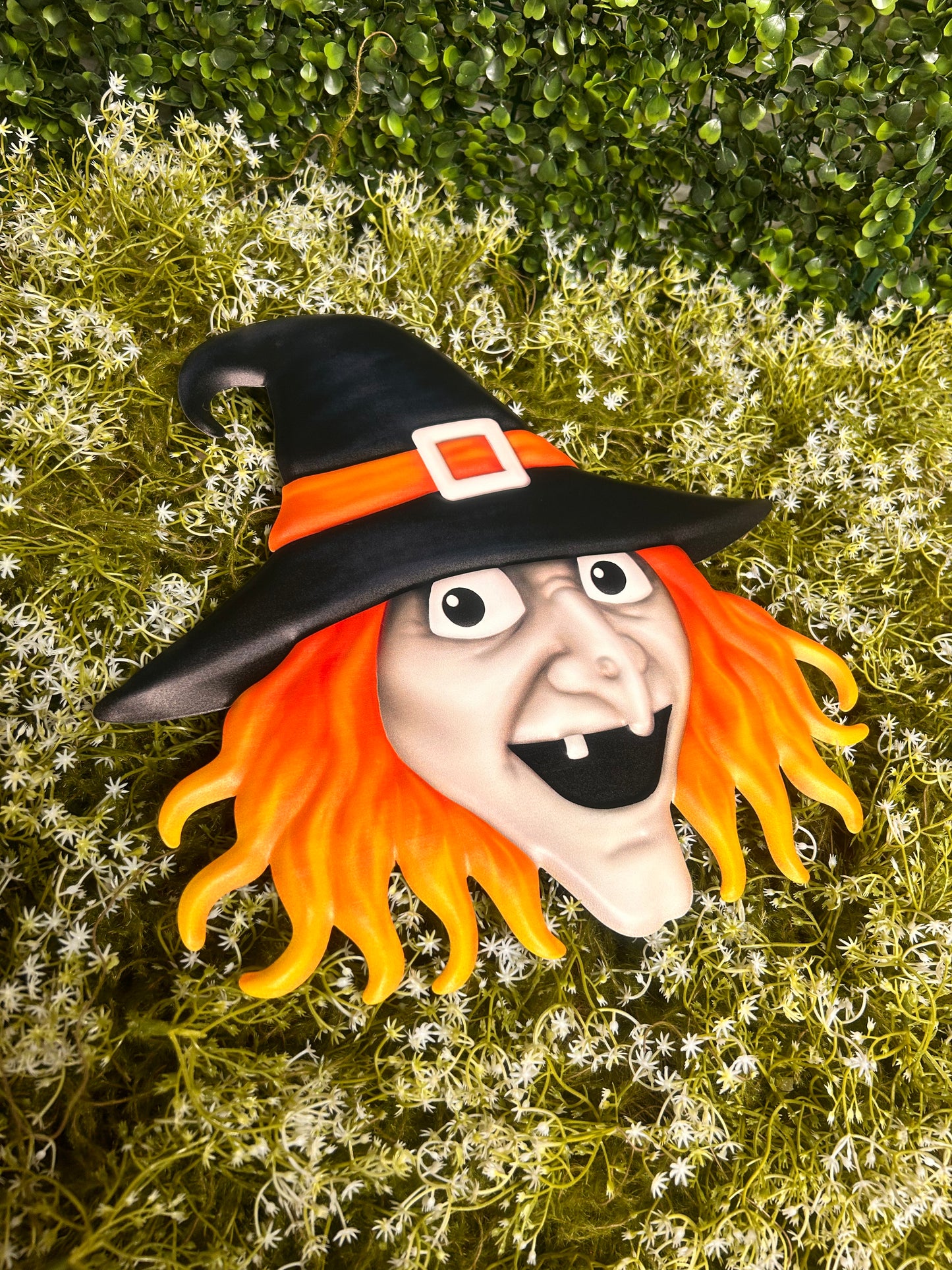 12.25 Inch Metal Embossed Witch Head Sign