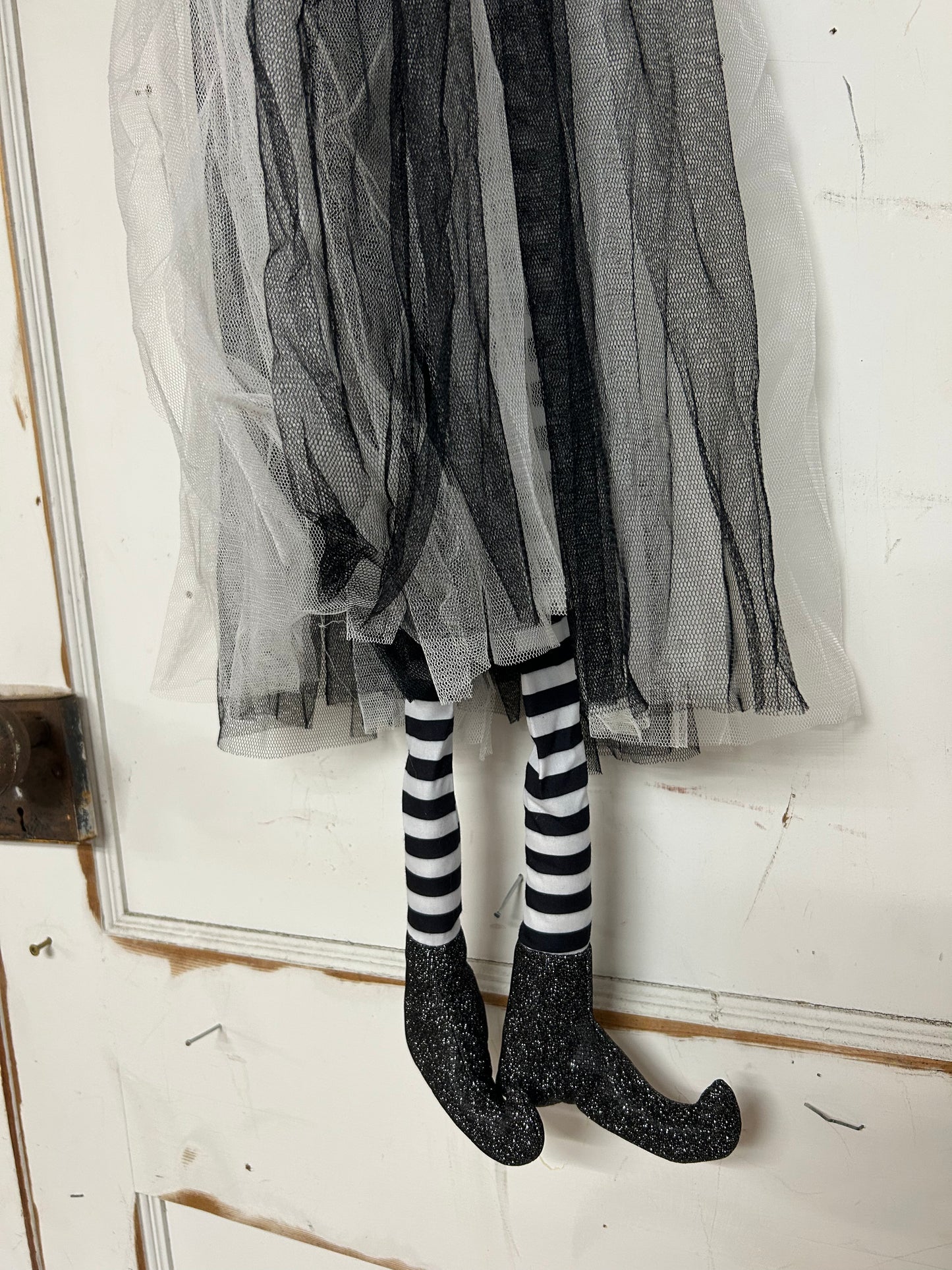 30 Inch Black And White Hanging Witch