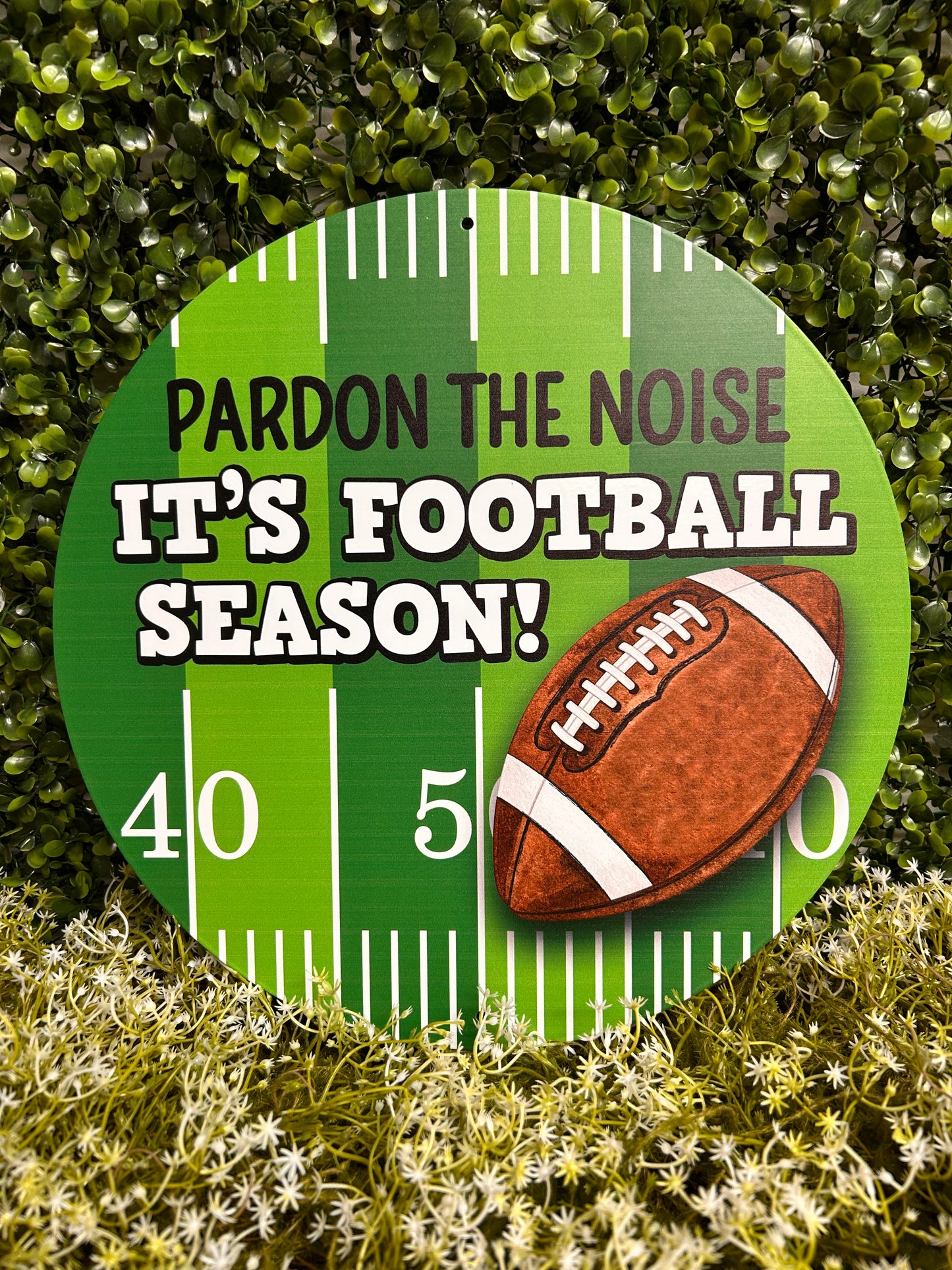 12 Inch Pardon The Noise Metal Football Sign
