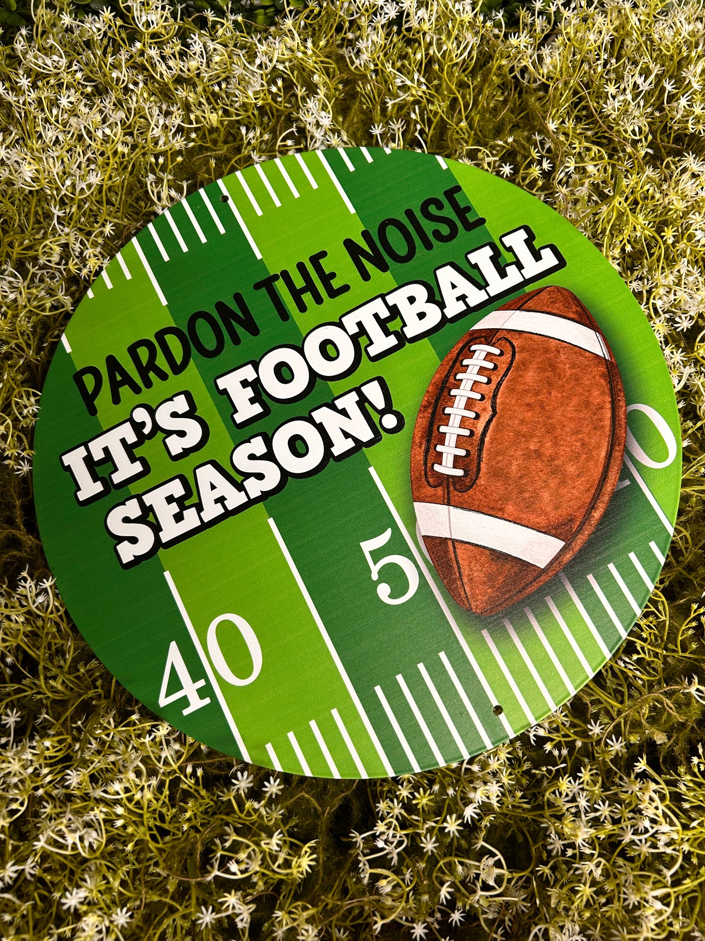 12 Inch Pardon The Noise Metal Football Sign