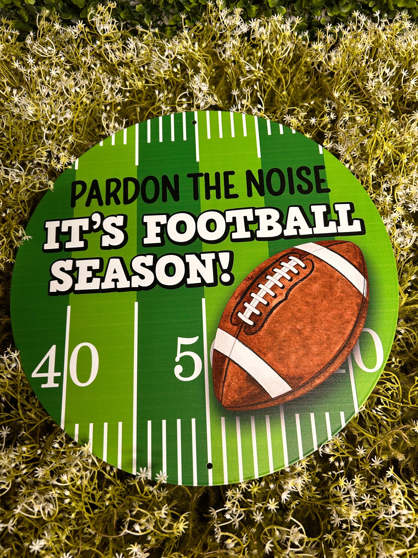 12 Inch Pardon The Noise Metal Football Sign
