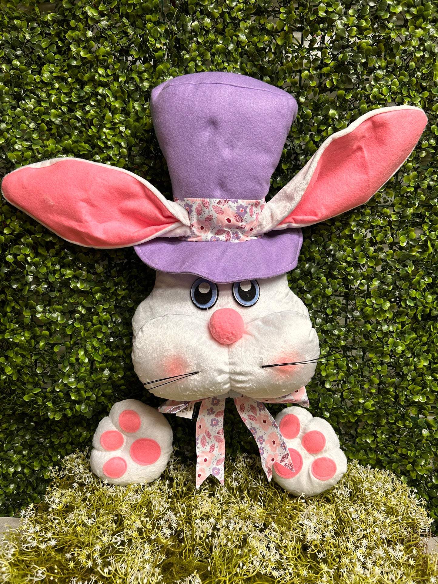 25 Inch White Pink And Lavender Bunny With Hat Decor Kit
