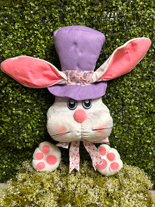 25 Inch White Pink And Lavender Bunny With Hat Decor Kit