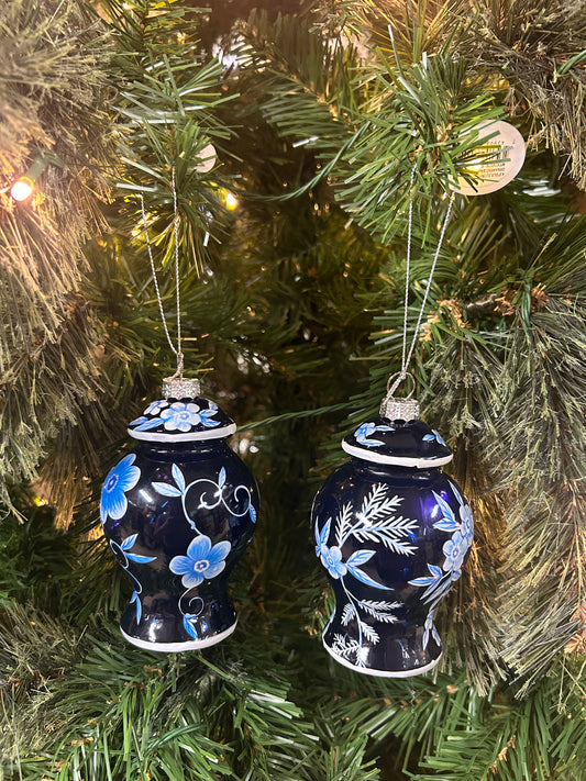 4.5 Inch Glass Floral Urn Ornament Two Styles