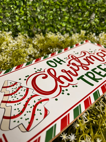 12.5 Inch Red And Emerald Oh Christmas Tree Cake Wood Sign