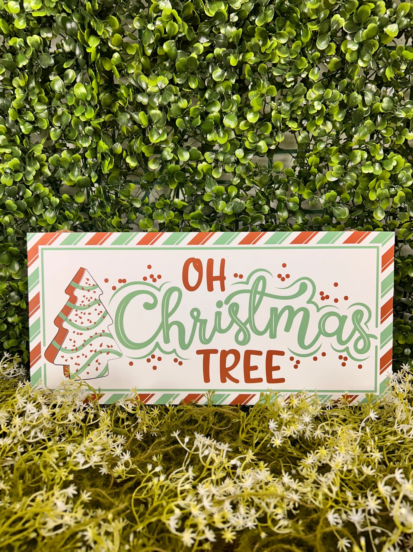 12.5 Inch Mint Oh Christmas Tree Cake Wood Sign