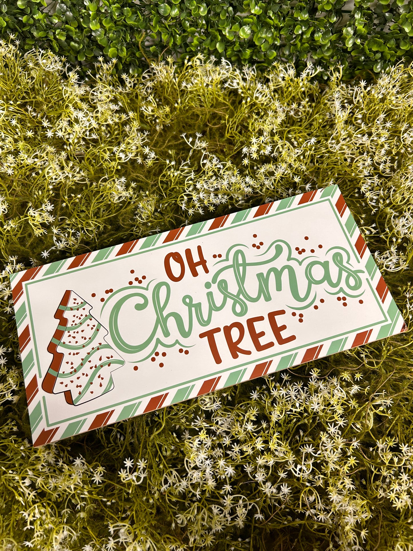 12.5 Inch Mint Oh Christmas Tree Cake Wood Sign