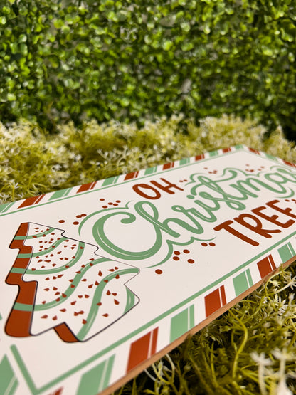 12.5 Inch Mint Oh Christmas Tree Cake Wood Sign