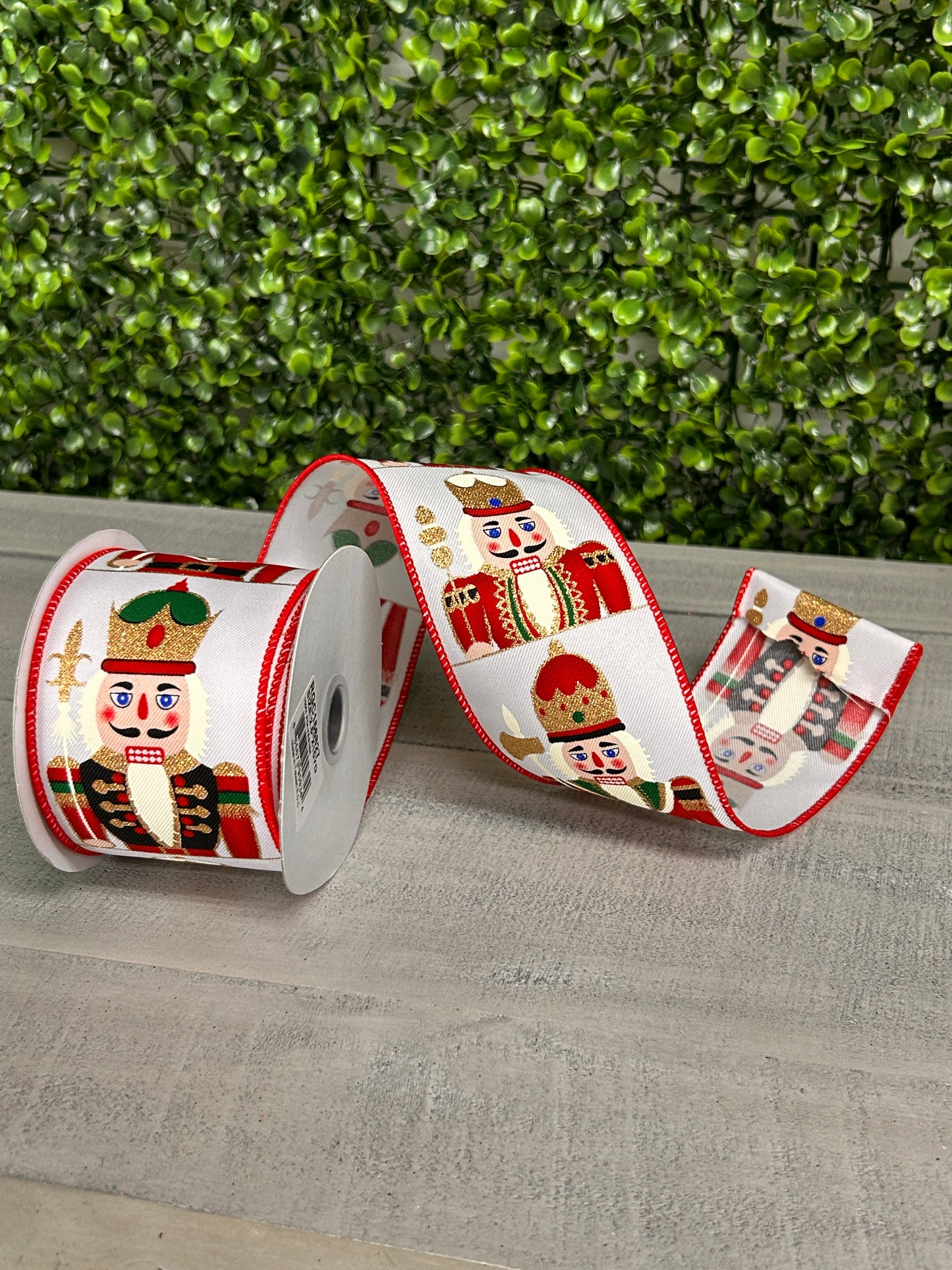 2.5 Inch By 10 Yard Red Gold And White Nutcracker Ribbon