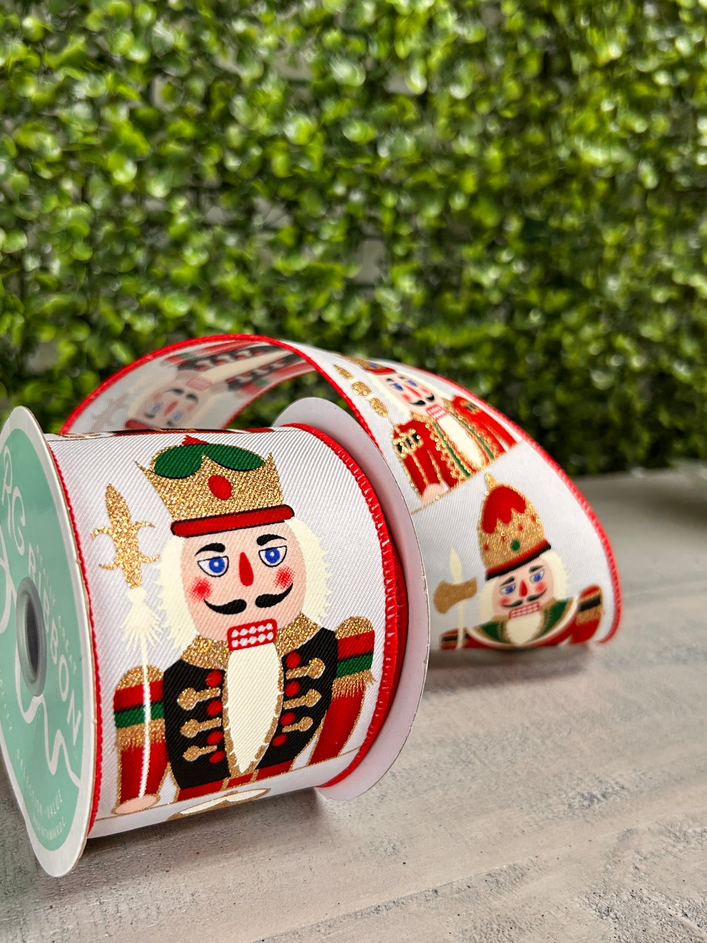 2.5 Inch By 10 Yard Red Gold And White Nutcracker Ribbon