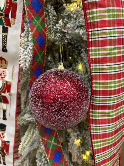 4 Inch Dark Red Sequin Ball Ornament