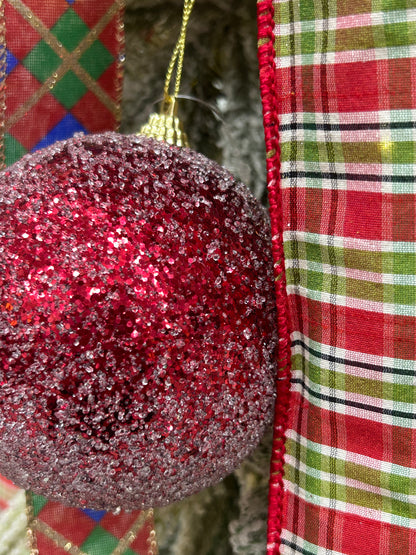 4 Inch Dark Red Sequin Ball Ornament
