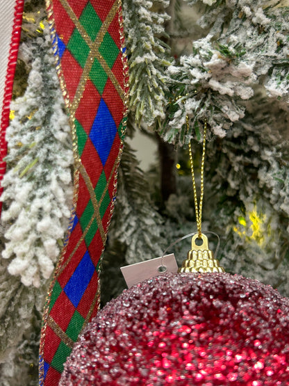 4 Inch Dark Red Sequin Ball Ornament