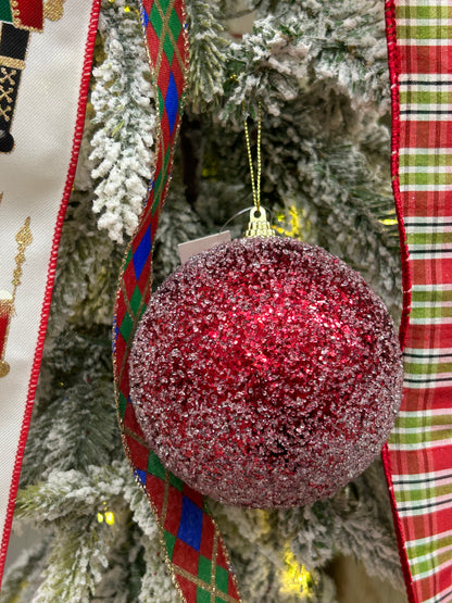 4 Inch Dark Red Sequin Ball Ornament