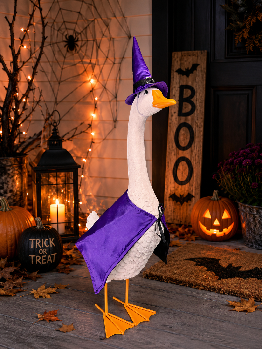 24.21 Inch Resin Porch Goose With Six Changeable Outfits