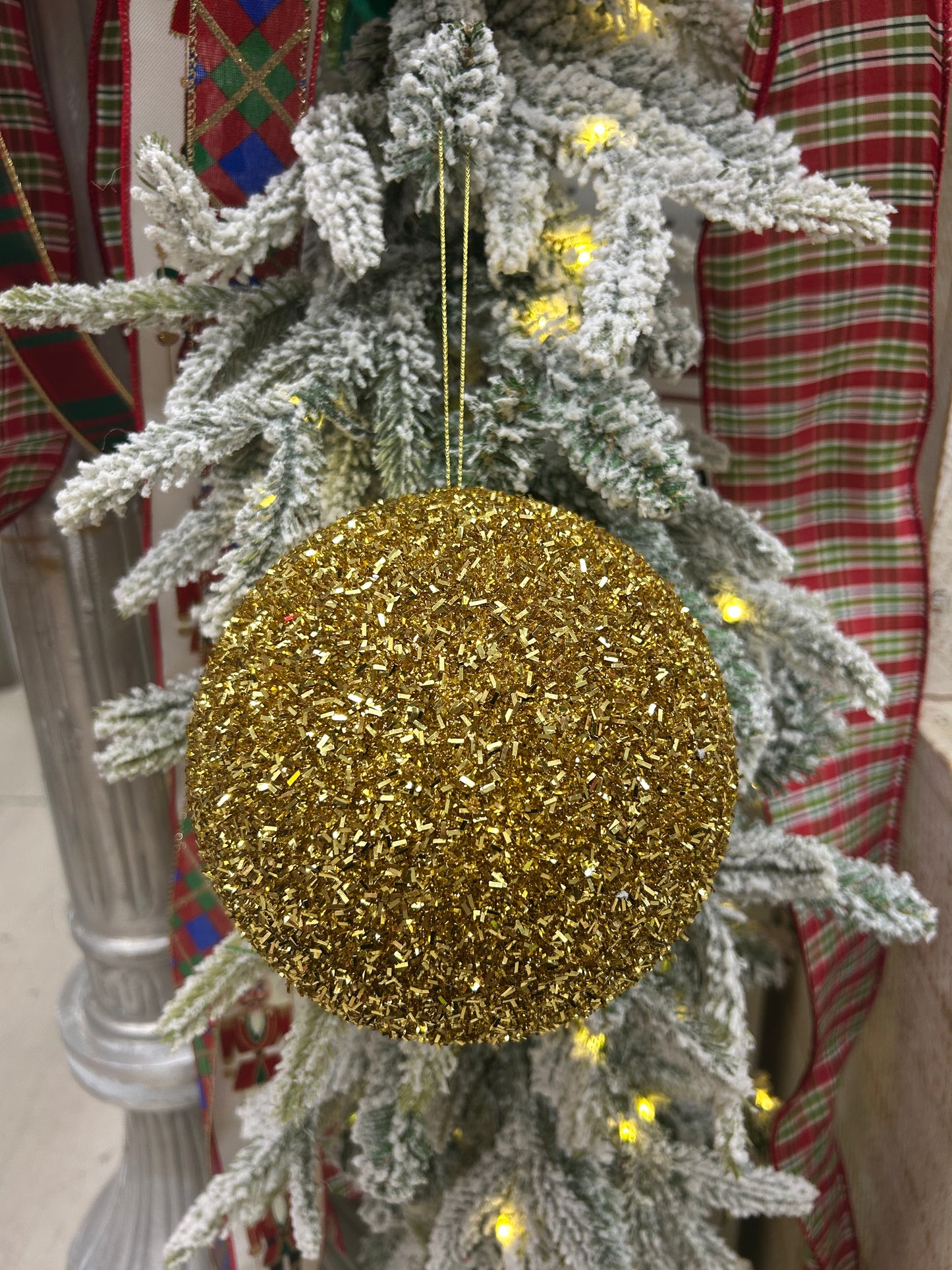 6 Inch Gold Foil Glitter Ball Ornament