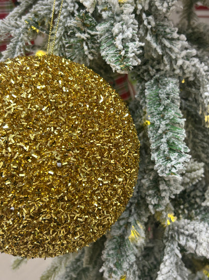 6 Inch Gold Foil Glitter Ball Ornament