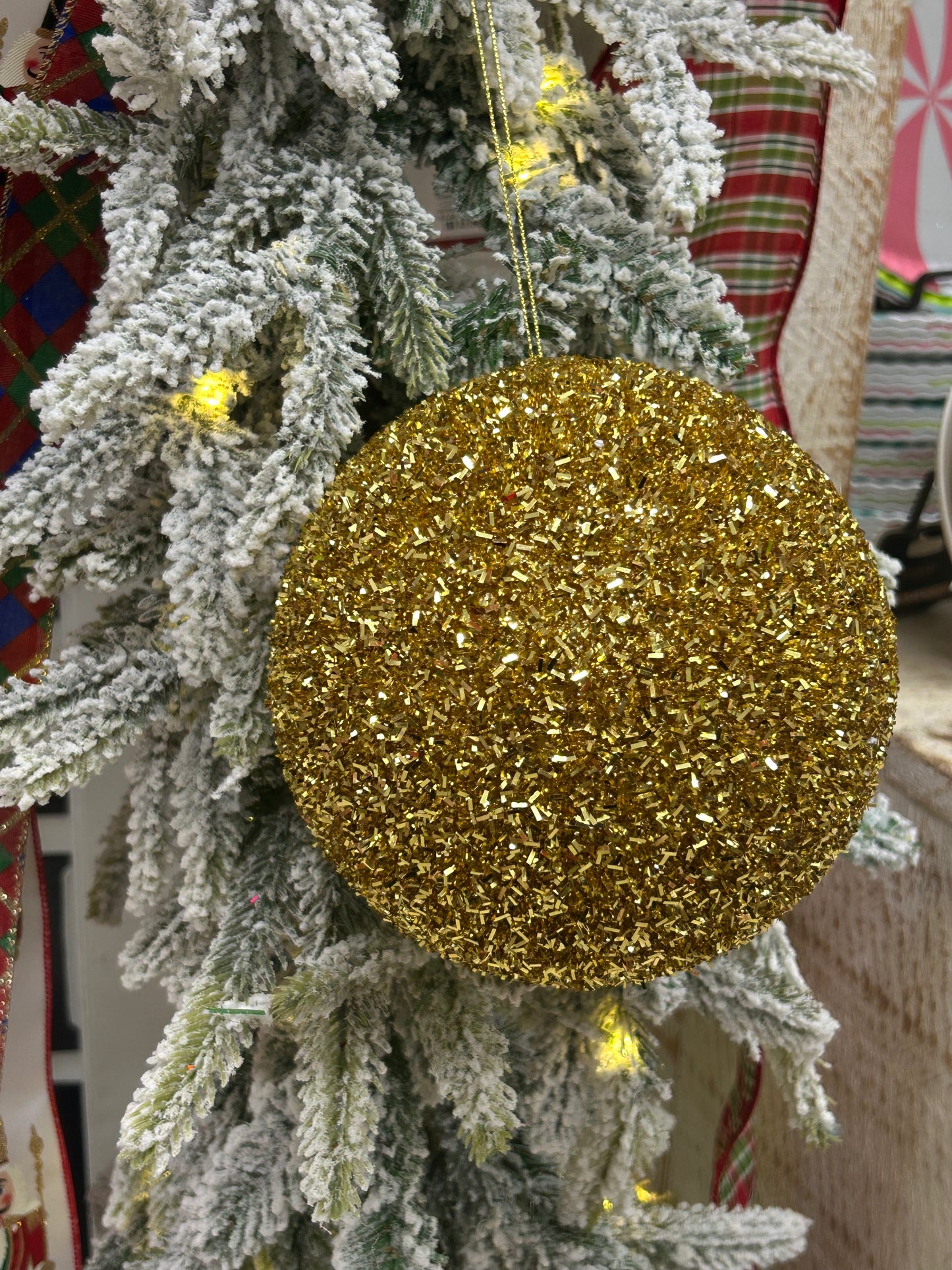6 Inch Gold Foil Glitter Ball Ornament