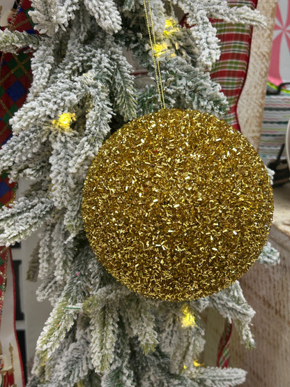 6 Inch Gold Foil Glitter Ball Ornament