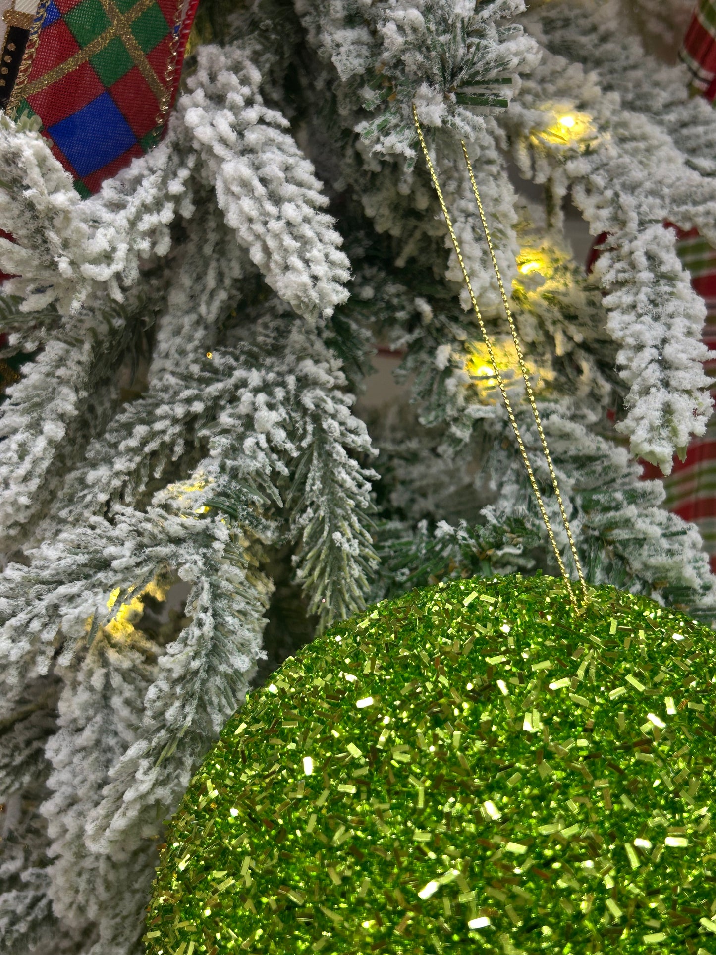 6 Inch Lime Foil Glitter Ball Ornament