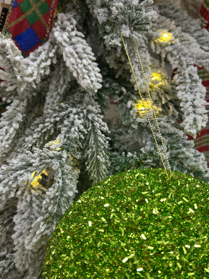 6 Inch Lime Foil Glitter Ball Ornament