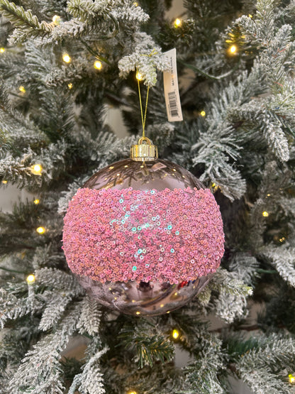 6 Inch Pink Sequin Ball Ornament