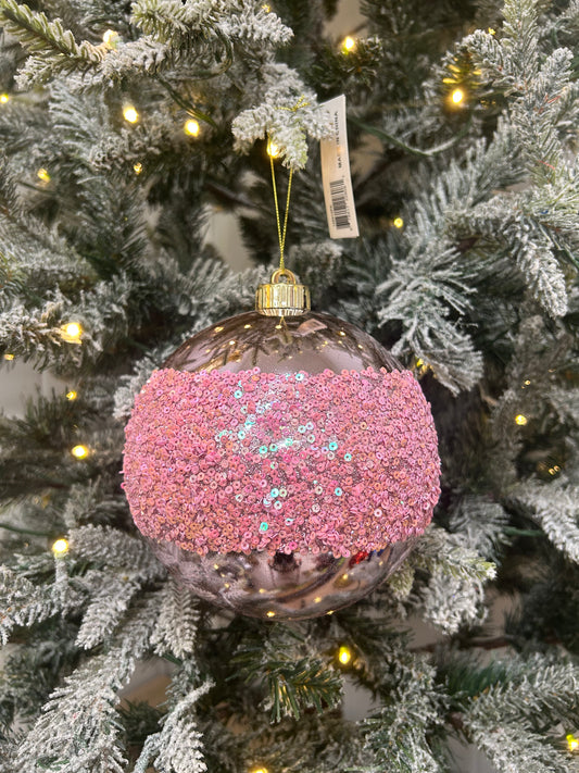6 Inch Pink Sequin Ball Ornament