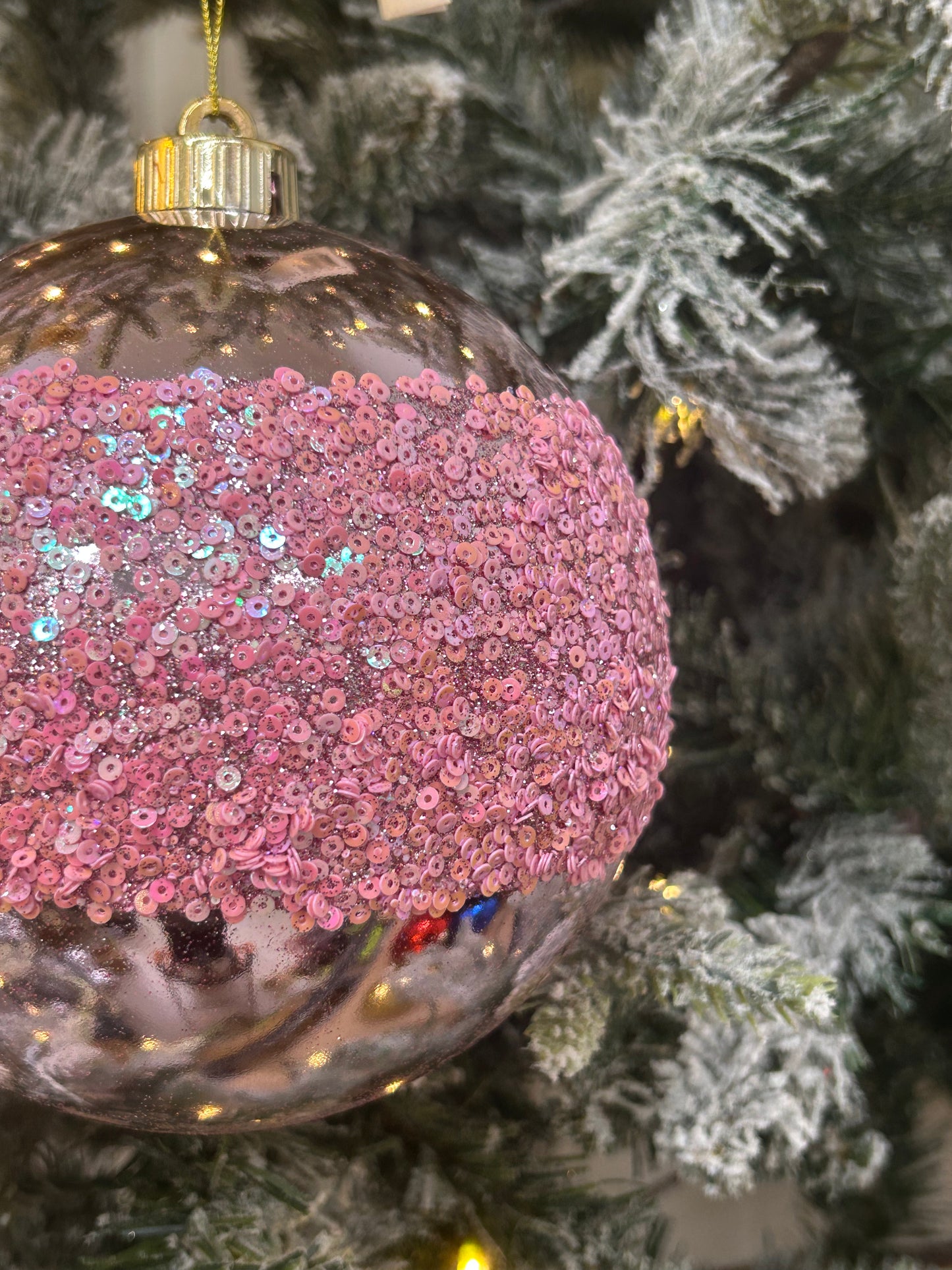 6 Inch Pink Sequin Ball Ornament