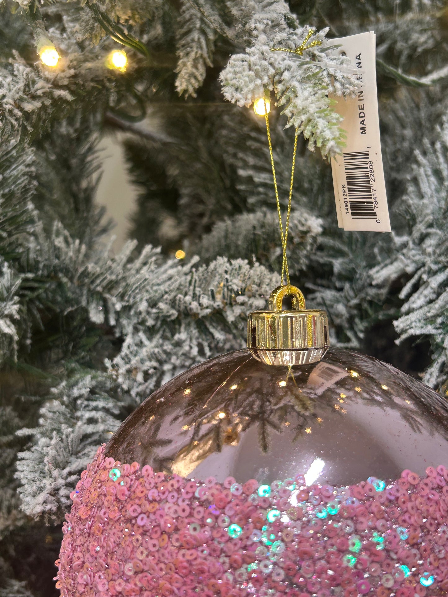 6 Inch Pink Sequin Ball Ornament