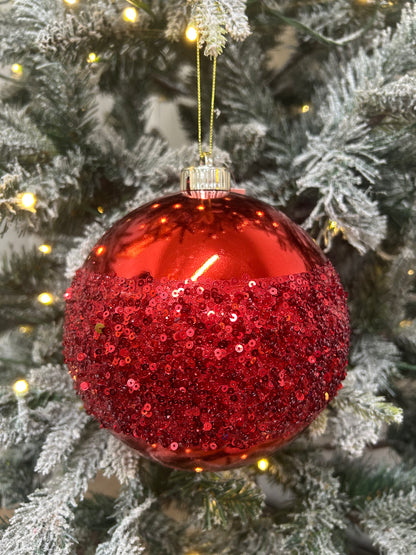 6 Inch Red Sequin Ball Ornament