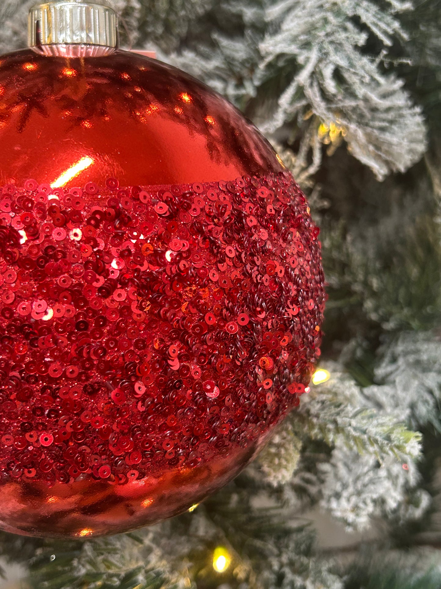 6 Inch Red Sequin Ball Ornament
