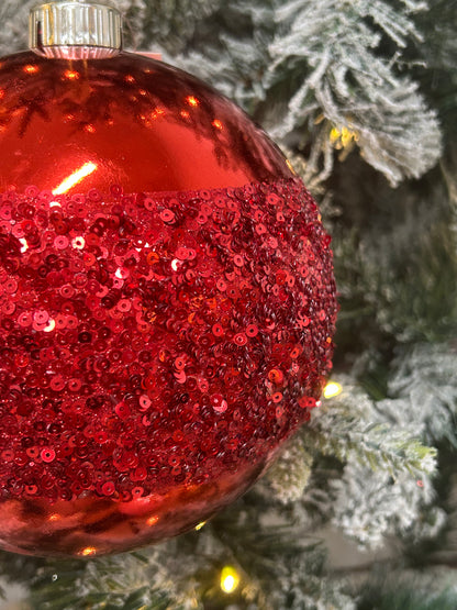 6 Inch Red Sequin Ball Ornament