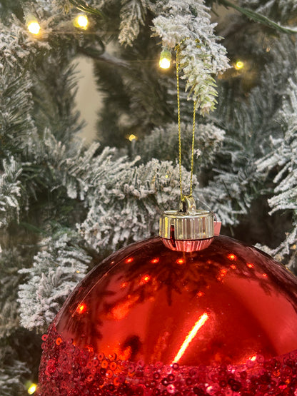 6 Inch Red Sequin Ball Ornament