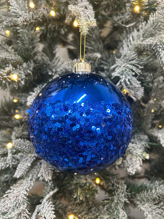 6 Inch Royal Blue Sequin Ball Ornament