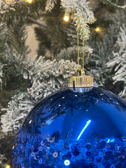 6 Inch Royal Blue Sequin Ball Ornament