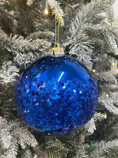 6 Inch Royal Blue Sequin Ball Ornament