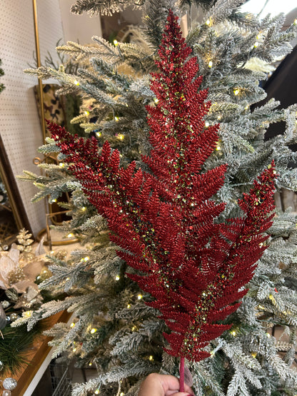 34 Inch Red And Green Jumbo Glitter Sequin Fern