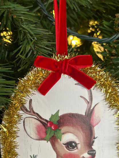 6 Inch Tinsel Oval Ornament Two Styles