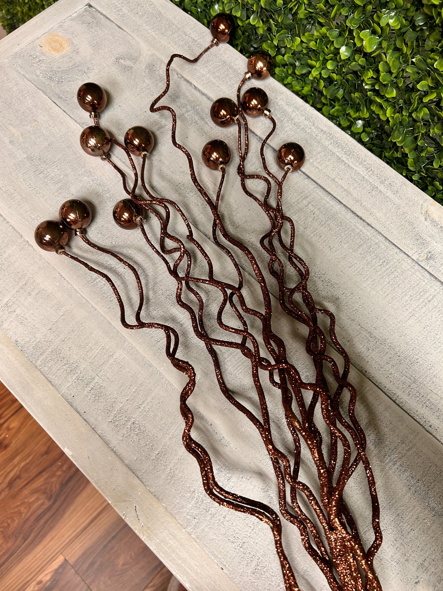 38 Inch Chocolate Plastic Twig And Ball Spray